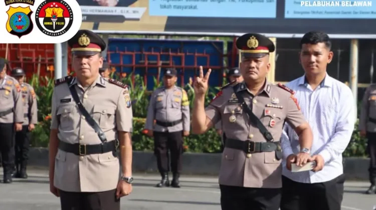Kapolres Pelabuhan Belawan Pimpin Upacara Serah Terima Jabatan Kapolsek Belawan
