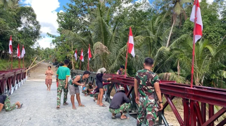 Wujud Bakti TNI Jembatan Modular Sepanjang 18 Meter di Nias Barat Rampung