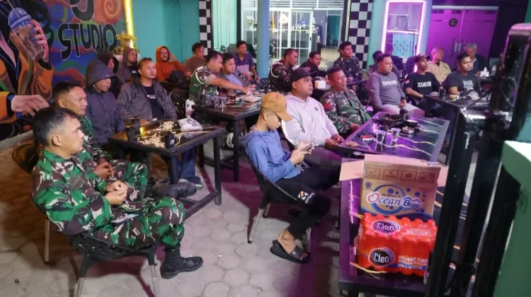 Kodim Asahan Bersama Jajaran Nobar Pesta Bola Bersama Masyarakat