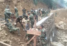 Pembangunan Jembatan Aramco Titik ke-5 di Desa Sigiring Giring
