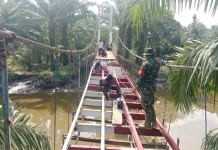 Kodim 0208/Asahan Rehab Jembatan Perintis di Mandarsah