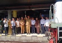 Pelepasan Peserta Mudik Gratis di Stasiun KA Medan