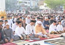 Walikota Tanjungbalai Salat Idulfitri di Lapangan Sultan Abdul Jalil