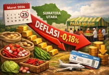 Sumut Berpeluang Deflasi 0, 18 Persen Secara Bulanan
