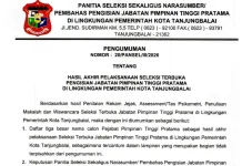 Penetapan Tiga Besar Hasil Seleksi Terbuka JPT Kota Tanjungbalai