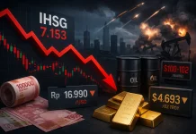 Rupiah dan IHSG Melemah, Harga Emas Turun di tengah Eskalasi Perang