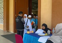 Jemaah Haji Kloter 2 Asal Langkat Tiba di Asrama Haji Medan