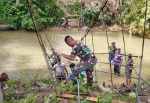 Kodim 0212/TS Rampungkan Jembatan Perintis Garuda di Padang Bolak Julu