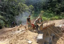 Kodim 0206/Dairi Rampungkan Jembatan Aramco Lae Labah Tedung Desa Sibagindar