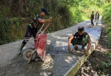 Bakti TNI di Nias Selatan, Jalan Desa Bawonifouso Sepanjang 1,2 Km Terus Dikebut