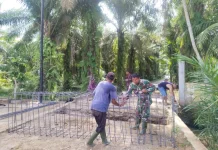 Kodim 0208/Asahan Tuntaskan Rehabilitasi Jembatan Beton di Desa Perkebunan Petat