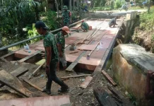 Kodim 0203/Langkat Tuntaskan Rehabilitasi Jembatan Beton di Desa Batu Jong-Jong