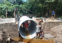 Kodim 0213/Nias Rampungkan Pembangunan Jembatan Aramco di Desa Siduahili