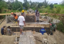 Kodim 0205/TK Rampungkan Pembangunan Jembatan Beton di Desa Tanjung Beringin