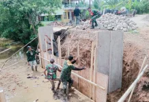 Kodim 0203/Langkat Rampungkan Pembangunan Jembatan Beton di Desa Paluh Manis