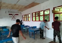 Satgas Bakti TNI Lanjutkan Perbaikan SMK Negeri 1 di Nias Selatan