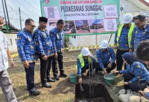 Sekda Deli Serdang Letakkan Batu Pertama Empat Proyek Infrastruktur di Sunggal