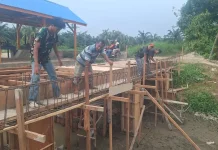 Pembangunan Jembatan Cor Beton di Pondok Bungur, Asahan, Capai 55 Persen