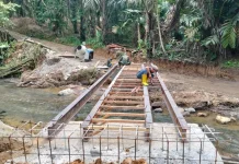 Kodim 0203/LKT Bangun Jembatan Beton Penghubung Dua Dusun di Langkat