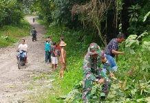 Babinsa dan Pemerintah Desa Bertungen Julu Kompak Gelar Gotong Royong