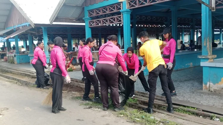 Polres Mappi Sambut HUT Bhayangkara ke-80 dengan Aksi Bersih-Bersih
