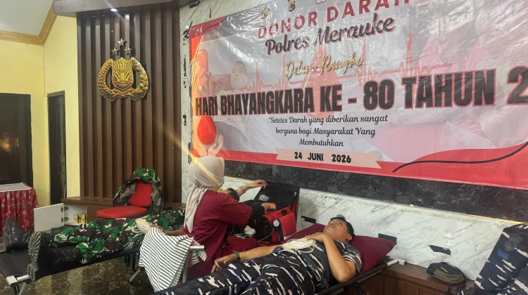 Polres Merauke Gelar Donor Dalam Hari Bhayangkara ke-80