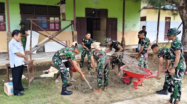 Kodim 1707/Merauke Rehabilitasi SMP Negeri Urumb Dukung Pendidikan