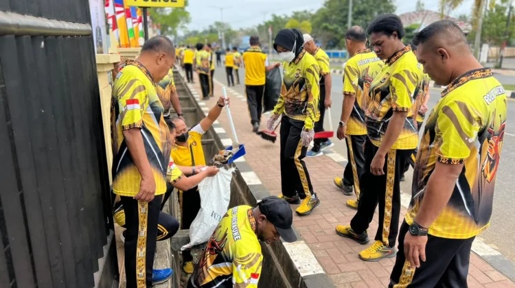 Kerja Bakti Polres Merauke Sambut Hari Kemerdekaan