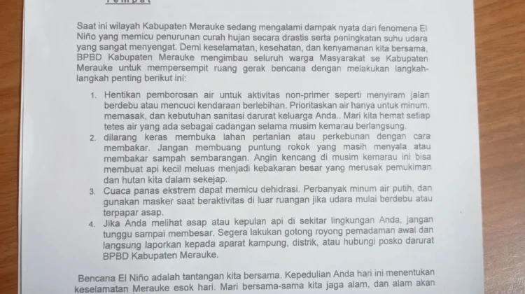 BPBD Merauke Imbau Warga Waspadai El Nino