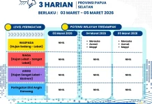 Update Peringatan Dini Cuaca 3 Harian Papsel