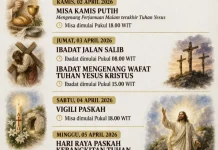 Jadwal Tri Hari Suci 2026 Paroki St. Yakobus Rasul Emete Mappi