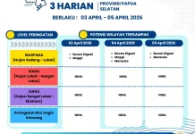 Update Peringatan Dini Cuaca 3 Harian Papsel