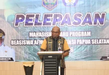 Ratusan Mahasiswa Menerima Beasiswa Afirmasi Dilepas Pemprov Papua Selatan