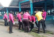 Polres Mappi Sambut HUT Bhayangkara ke-80 dengan Aksi Bersih-Bersih