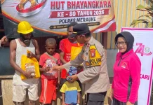 Polsek Okaba Gelar Bakti Sosial Hari Bhayangkara ke-80