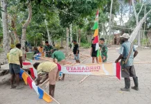 Sambut HUT RI, Warga dan Satgas TMMD Gotong Royong