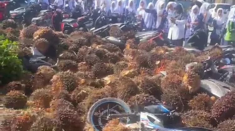 Truk Muatan Sawit Tabrak Pagar Sekolah dan Motor Siswa Nagan Raya