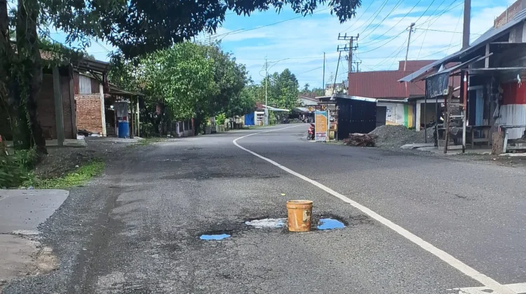 Jalan Nasional Berlubang di Blang Beurandang, Rawan Jadi "Lubang Maut"