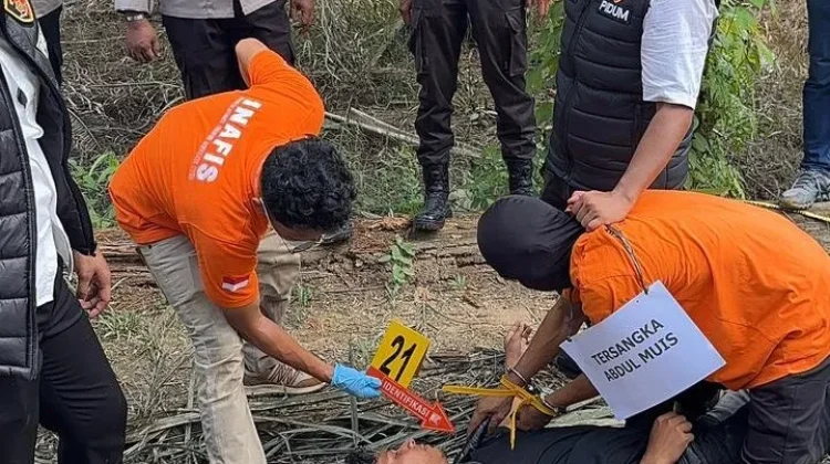 Polres Nagan Raya Gelar Rekonstruksi Kasus Pembunuhan di Tadu Raya