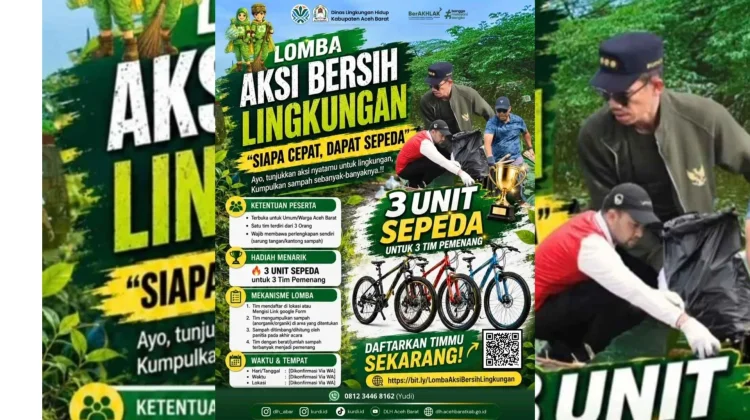 DLH Aceh Barat Gelar Lomba Aksi Bersih Lingkungan, Tiga Tim Tercepat Raih Sepeda