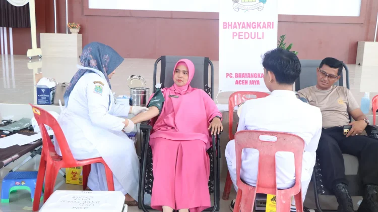 Sambut Hari Bhayangkara Polres Aceh Jaya Gelar Donor Darah