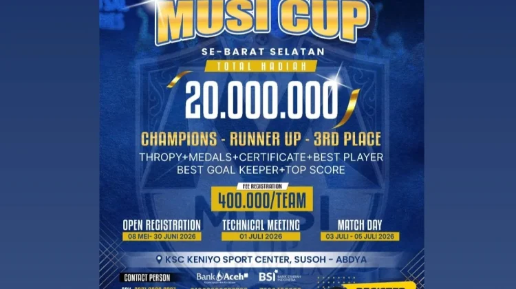 Siap-Siap! Semi Open Turnamen Musi Cup Se-Barat Selatan  Aceh