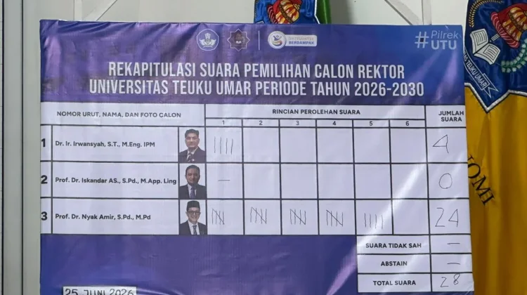 Prof. Dr. Nyak Amir Terpilih Sebagai Rektor Universitas Teuku Umar Periode 2026–2030
