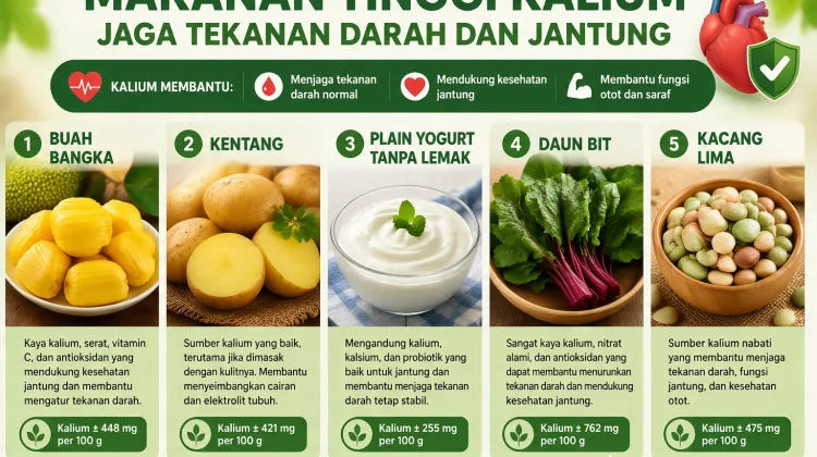 Makanan Tinggi Kalium Jaga Tekanan Darah dan Jantung