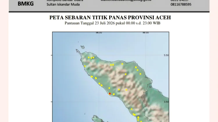 BMKG Deteksi 70 Titik Panas di Aceh, Aceh Barat Terpantau Empat