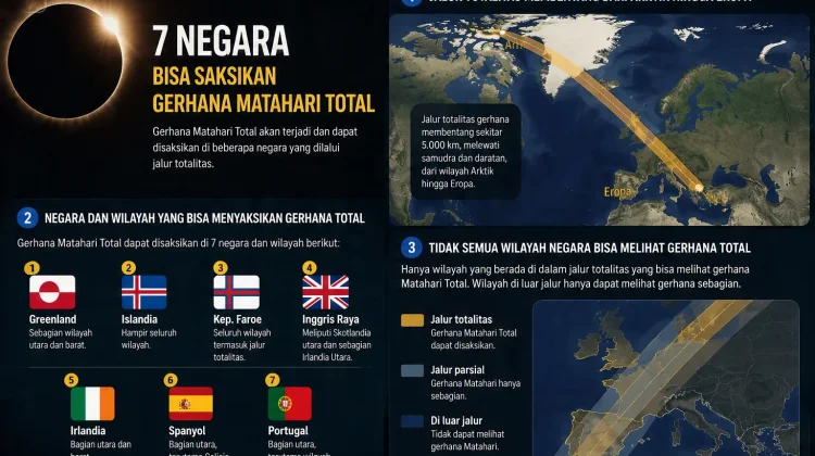 Berikut 7 Negara bisa Saksikan Gerhana Matahari Total