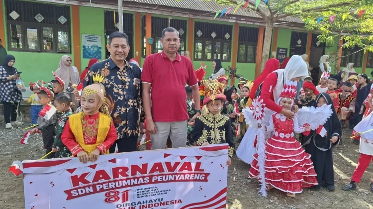 UTU Dukung Karnaval HUT ke-81 RI di SDN Perumnas Peunyareng