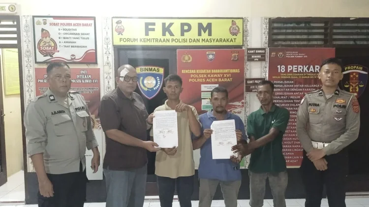 Polsek Kaway XVI Fasilitasi Damai Kecelakaan Empat Kendaraan