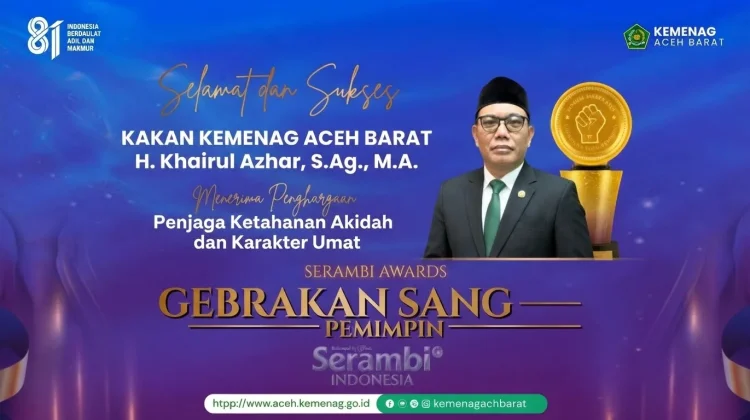 Kakankemenag Aceh Barat Khairul Azhar Raih Serambi Awards 2026