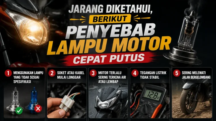 Jarang Diketahui, Berikut Penyebab Lampu Motor Cepat Putus
